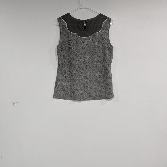 Banana Republic Factory Sleeveless Printed Blouse Grey White Size Small Petite - Picture 2 of 3